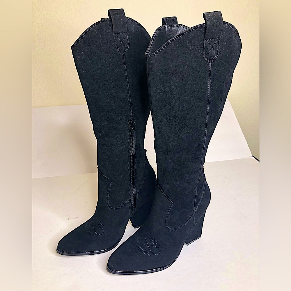 JustFab Black Heeled Boots
